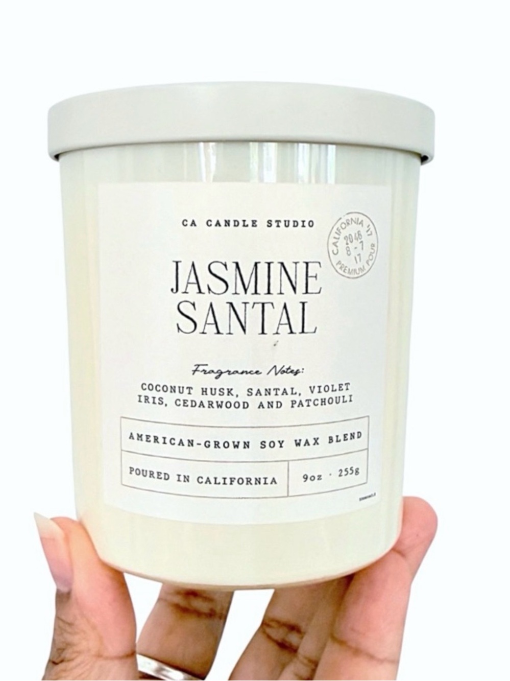 Leoben Company Jasmine Santal Luxury Scented Candle - Creamy White